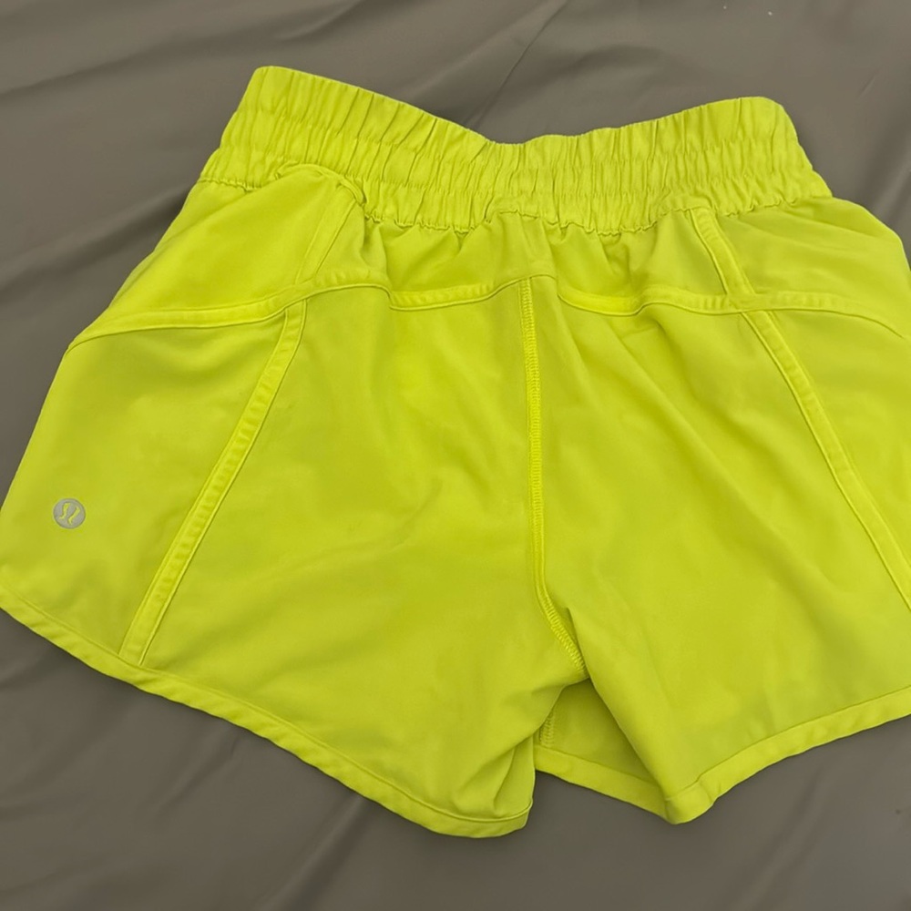 Great condition Lululemon jogger shorts neon yellow
